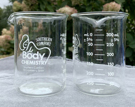 2 New Southern Comfort Body Chemistry Beaker Cocktail Glasses 300 ml Hal... - $29.65