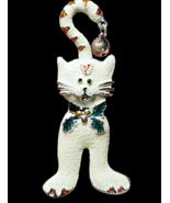 White Sparkly White Christmas Kitty with a Bell Holiday Brooch Pin - €14,14 EUR