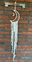 Macrame Boho Wall Hanging Moon Charm Pearl Accents Home Decor New Unused - £11.38 GBP