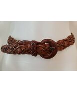 Braided Leather Belt by Omega Womens M 32&quot; Genuine Bullhide Brown Wester... - €14,82 EUR