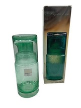 GREEN Water GLASS TUMBLE UP NIGHT SET GUEST SET TINY air BUBBLES 8.5&quot; new - $60.81 CAD