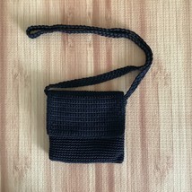 The Sak Crochet Crossbody Shoulder Bag Black Purse Zip Woven Boho 7x7x1 - $24.73