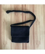 The Sak Crochet Crossbody Shoulder Bag Black Purse Zip Woven Boho 7x7x1 - $24.73