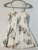 Maurices Tank Top Womens Size XS Cream Floral 100% Rayon Spaghetti Strap Pleated - £7.87 GBP