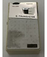 Vintage &quot;HOLIDAY&quot; White HF-601 6 Transistor Radio Shirt Pocket Console W... - $25.00