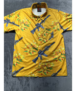 OAF NATION All Over Print Orange Floral Gun Button Up Hawaiian Shirt Siz... - $68.37 CAD
