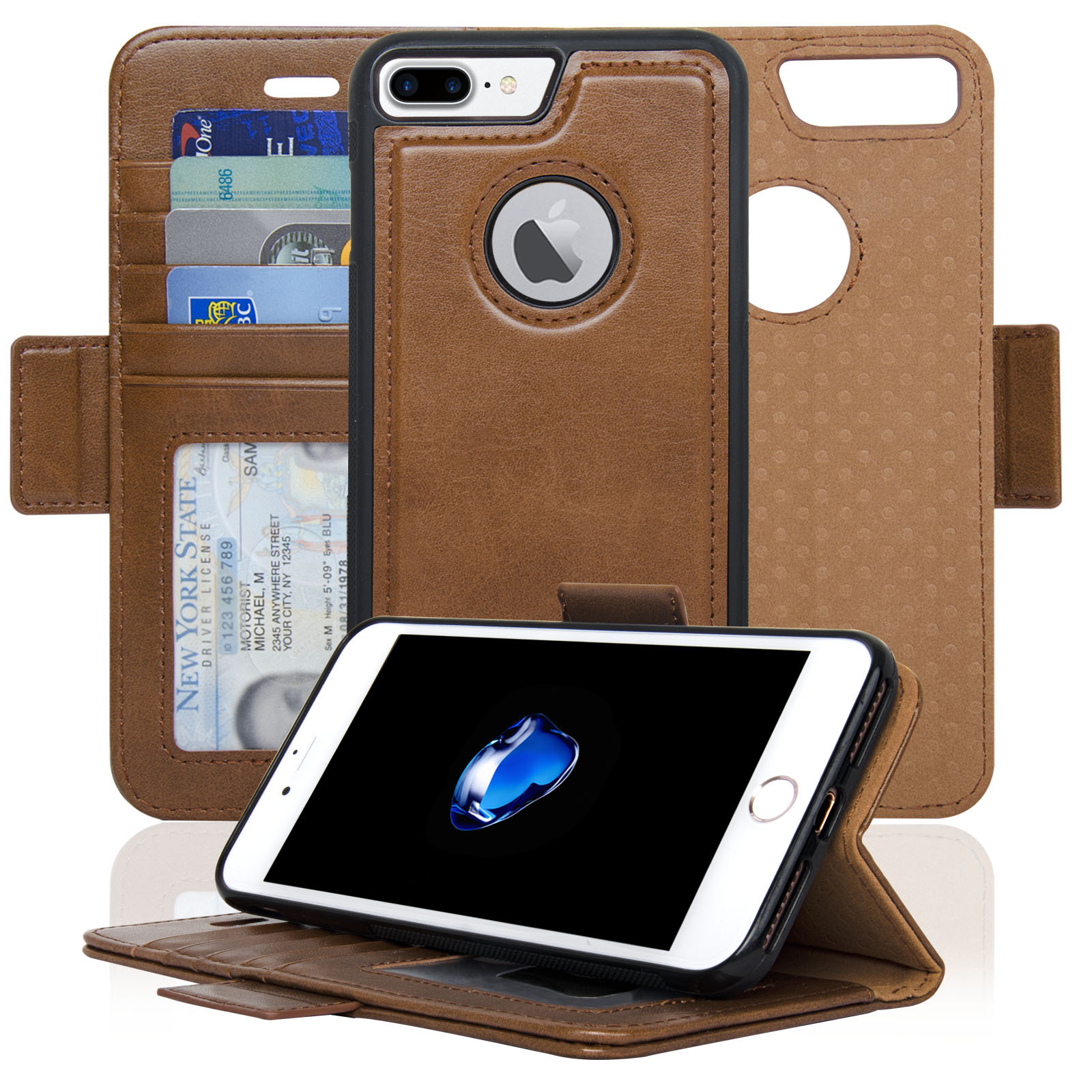 Navor Detachable Magnetic Wallet Case RFID Protection, Compatible iPhone 7 Plus