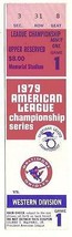 1979 ALCS Game 1 ticket stub Orioles Angels Championship - $42.38