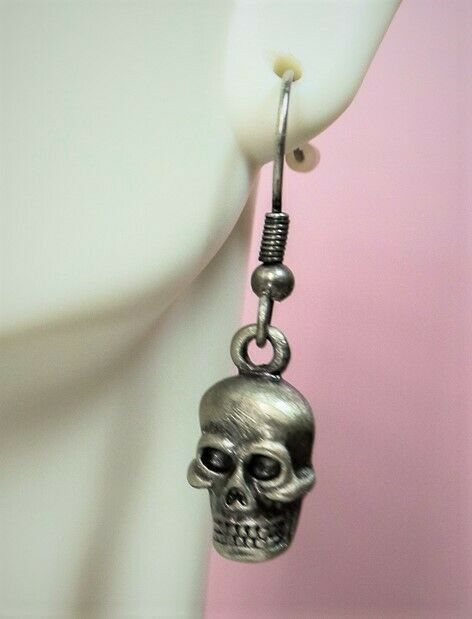 Ebros Graveyard Ghastly Grinning Skull Dangle Stud Earrings Lead Free Alloy