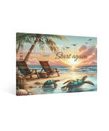Sunset at the Beach Canvas Wall Art – Coastal Ocean Landscape Print – Tr... - $72.42 CAD+