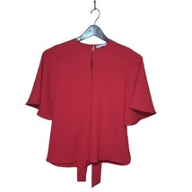 Zara Women&#39;s Small Red Blouse Top Bell Sleeve Belted Tunic Keyhole - £8.24 GBP