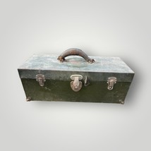 Union Steel Chest Utility Box Olive Green Tool Metal Tackle Storage Vtg - £94.35 GBP