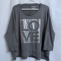 Juicy Couture Oversized &quot;LOVE&quot; Graphic T-Shirt Women&#39;s Extra Large XL Gray - £7.88 GBP
