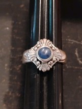 925 Sterling Silver Blue Agate Stone Ring Sz 7 - $29.99