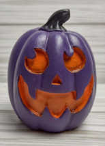Mini Pumpkin HALLOWEEN DECOR Table Top Decoration jack-o&#39;-lantern Purple Carved - £7.19 GBP