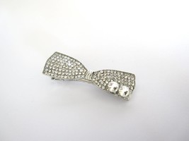 Small clear crystal bow shaped alligator hair clip for fine thin hair - £7.86 GBP