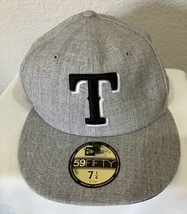 Men's New Era Gray Texas Rangers 59FIFTY Fitted Hat Cap Size 7 1/4 - $24.94