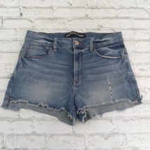 Express Jeans Shorts Women 12 Blue Distressed High Rise Shortie Ultimate... - £14.34 GBP