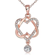 Swarovski Crystal 18K Rose Plated Intertwined Hearts Necklace - $27.99