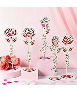 Beeveer 5 Pcs Wood Valentine&#39;s Day Table Centerpiece Wooden Rose Sign Ro... - £18.20 GBP