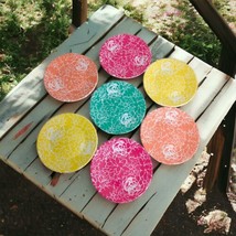 Set of 7X Plates Reusable 6&quot; Plastic Floral Picnic Summer Party BBQ Outdoor - £7.39 GBP