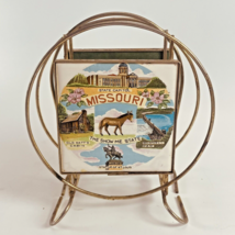 VTG Missouri Napkin Holder Letter Holder Framed Ceramic Tiles Scenic Souvenir - $24.45