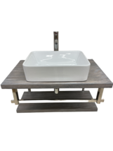 Lorixon 31&#39;&#39;  Floating Wall Mounted Bathroom Vanities Weathered Oak full set - £373.03 GBP