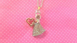 Vintage angel crystal heart pendant - £7.01 GBP