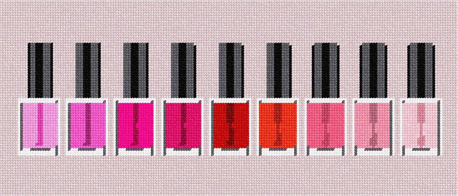 Pepita Needlepoint Canvas: Nail Polish Collection, 14" x 6