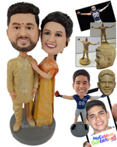 Personalized Bobblehead Gorgeous Indian Couple In Classy Indian Outfit - Wedding - £122.67 GBP
