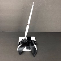 Wedding Black White Guest Pen Holder Set Bow His Hers New - $14.99