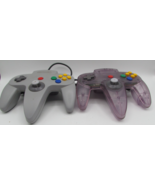 Lot of 2 Nintendo N64 OEM Controllers Gray &amp; Purple Tested tight sticks ... - $519.75 MXN