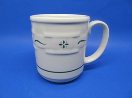 Longaberger Woven Traditions Green On White Coffee Mug 4&quot; H X 3 1/2&quot; W VGC - $9.00