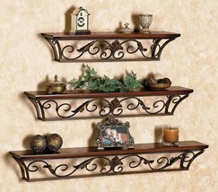 Wall shelf wood Shelves Set of 3 wooden and iron - £37.95 GBP