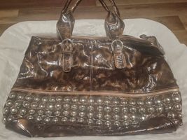 Brown Handbag With Silver Studs 20&quot;W x 13&quot;T - £11.18 GBP