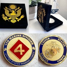 US MARINE CORPS - 4th MARINE DIVISION Challenge Coin with velvet box.  - $21.64
