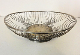 Vintage Silver Plate Oval Wire Bread Basket Center Piece Fruit Bowl - £15.74 GBP