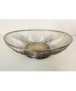 Vintage Silver Plate Oval Wire Bread Basket Center Piece Fruit Bowl - £15.80 GBP