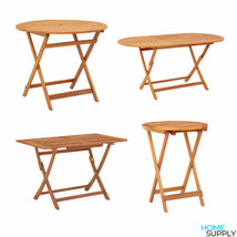 Outdoor Garden Patio Wooden Folding Dining Table With Umbrella Hole Solid Wood - £60.41 GBP+