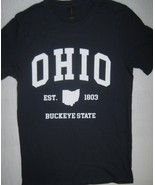 New OHIO The Buckeye State Navy Blue T-Shirt Short Sleeve Soft Cotton Si... - $12.82