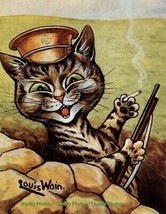 World War One Cat In Trench 8.5x11&quot; Photo Print Louis Wain Whimsical Animal Art - £6.34 GBP