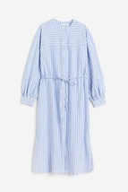 H&amp;M Blue Linen Blend Shirt Dress Light blue/white striped Size XL NEW W TAG - £61.99 GBP