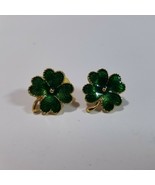 Vintage Avon Signed Four Leaf Clover Gold Tone Post Back Earrings - £13.35 GBP