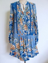 Anthropologie Tiny Gaina Tunic Shift Dress S Blue Floral Lace Trim Drop Waist - £27.51 GBP