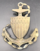 Vintage Brass Metal USA Shield w/ Navy Anchor Door Knocker 6.5&quot; x 5&quot; - £14.82 GBP