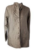 Eillen Fisher Jacket 100% Silk Button Down Medium Brown with Pockets - $28.59
