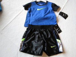 Boys t shirt active shorts Nike basketball NEW outfit 12 Months 12M blac... - $24.13