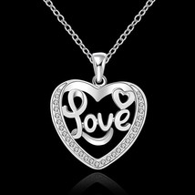 925 Sterling Silver Necklace Pendant Heart Cubic Zirconia DLN634 - £10.43 GBP