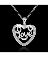 925 Sterling Silver Necklace Pendant Heart Cubic Zirconia DLN634 - £10.40 GBP