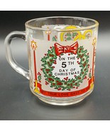 Vtg Twelve Days of Christmas Glass Mug Five Gold Rings 5th Day Of Christmas - $13.11